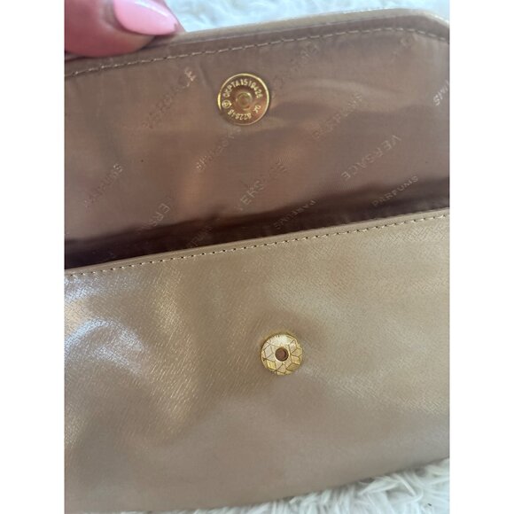 Versace Parfums Gold-Tone Cosmetic Bag With Zippered Closure & Front Pocket Reac - Picture 7 of 12